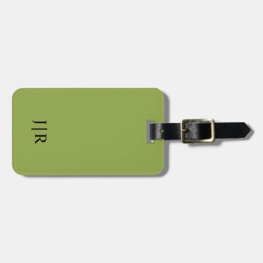 Étiquette À Bagage Modérée Lime Vert Et Noir I Monogramme Moderne (Devant horizontal)