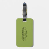 Étiquette À Bagage Modérée Lime Vert Et Noir I Monogramme Moderne (Dos Vertical)