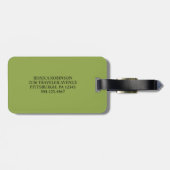 Étiquette À Bagage Modérée Lime Vert Et Noir I Monogramme Moderne (Dos horizontal)