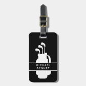 Étiquette À Bagage Modern Black Golf Sport (Devant Vertical)