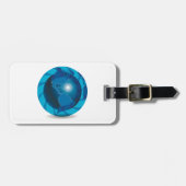 Étiquette À Bagage Modern Blue Earth Globe World Map (Devant horizontal)