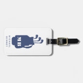 Étiquette À Bagage Modern Blue Golf Sport Monogram (Devant horizontal)