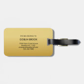 Étiquette À Bagage Modern Golden Black Monogram Stylish (Dos horizontal)