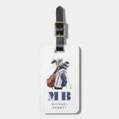 Étiquette À Bagage Modern Golfer Sport Monogram (Devant Vertical)