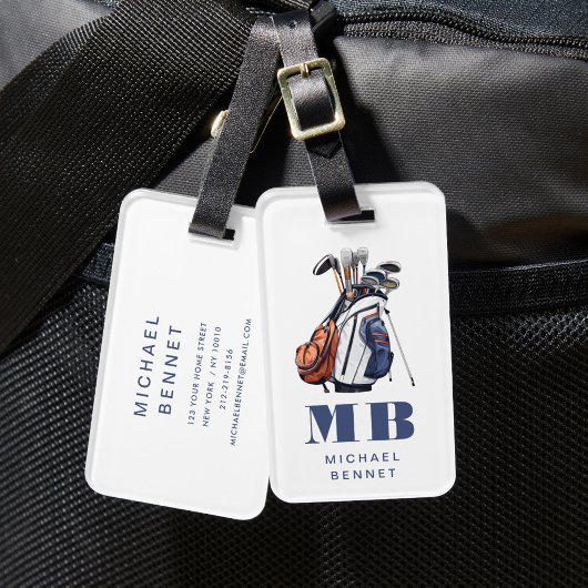 Étiquette À Bagage Modern Golfer Sport Monogram