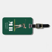 Étiquette À Bagage Modern Green Golfer Sport Monogram (Devant horizontal)