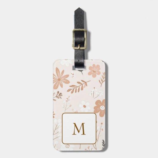 Étiquette À Bagage Modern Leaf & Floral Pattern Seamless Background (Devant Vertical)