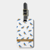 Étiquette À Bagage Modern Minimalist Eastern Bluebird Pattern (Devant Vertical)