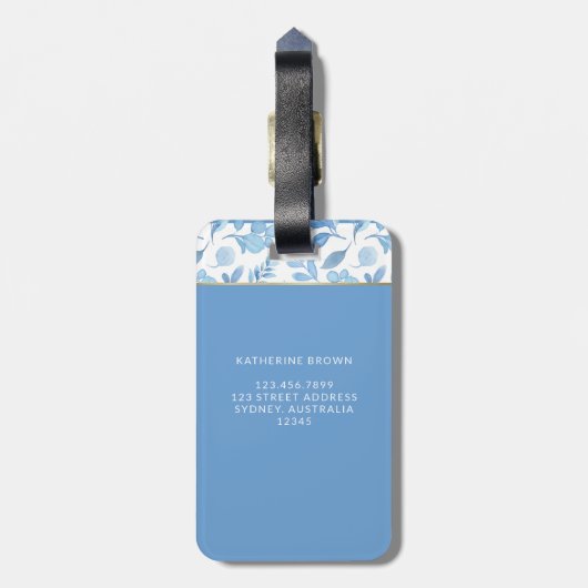 Étiquette À Bagage Modern Monogram flower Pattern Trendy Stylish  (Dos Vertical)