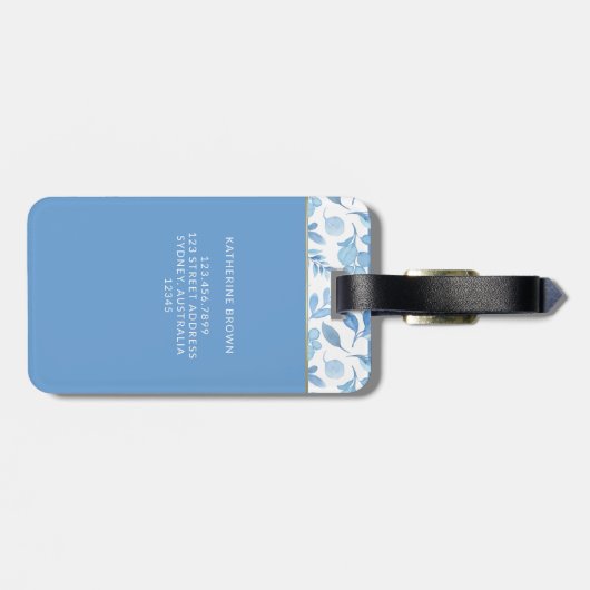 Étiquette À Bagage Modern Monogram flower Pattern Trendy Stylish  (Dos horizontal)