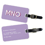 Étiquette À Bagage Modern Monogram Initial Lilac<br><div class="desc">Modern minimalist monogram initial design which can be changed to personalize,  along with the details on the reverse. White on a lilac purple background with a burgundy drop shadow.</div>