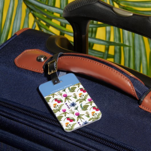 Étiquette À Bagage Modern Monogram Wildflower Pattern Stylish  (Insitu Rectoal 1)