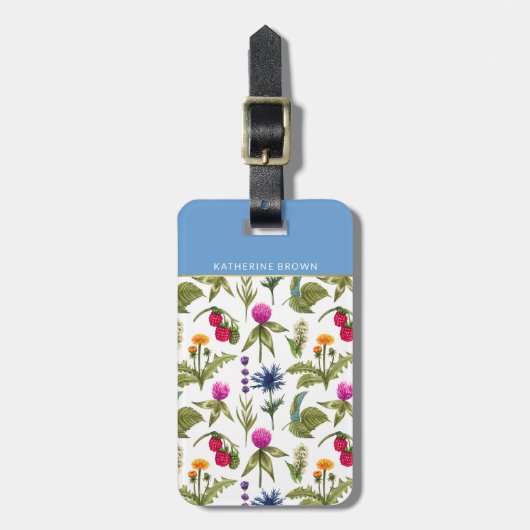 Étiquette À Bagage Modern Monogram Wildflower Pattern Stylish  (Devant Vertical)
