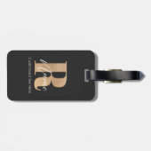 Étiquette À Bagage Modern Monogrammed Initial R & Name Personalized (Dos horizontal)