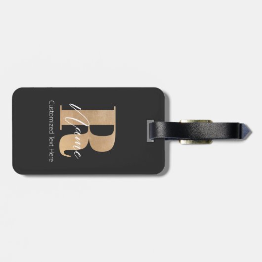 Étiquette À Bagage Modern Monogrammed Initial R & Name Personalized (Dos horizontal)