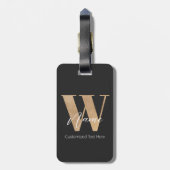Étiquette À Bagage Modern Monogrammed Initial W & Name Personalized (Dos Vertical)