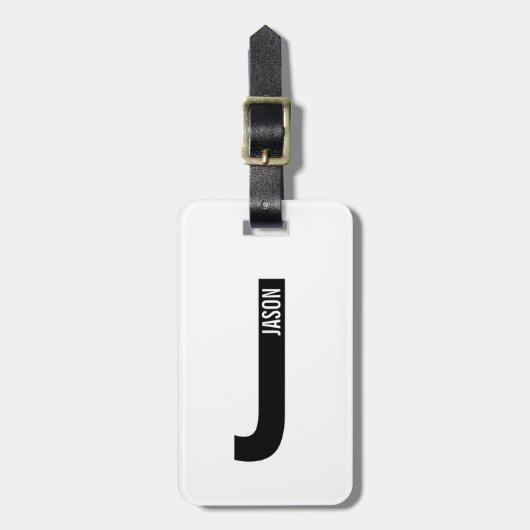 Étiquette À Bagage Modern Personalized Bold Monogram and Name (Devant Vertical)