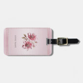 Étiquette À Bagage Modern Pink Flowers Luggage Tag (Devant horizontal)