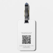 Étiquette À Bagage Modern QR Code Business Logo Minimalist (Dos Vertical)