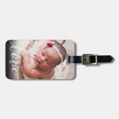 Étiquette À Bagage Modern Simple Script Love Baby Photo (Devant horizontal)