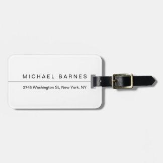 Étiquette À Bagage Modern White Minimalist Plain Elegant Professional