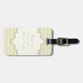 Étiquette À Bagage Modern yellow, grey, ivory chevron pattern custom (Devant horizontal)