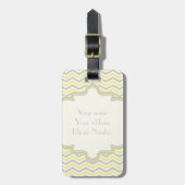 Étiquette À Bagage Modern yellow, grey, ivory chevron pattern custom (Devant Vertical)