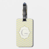 Étiquette À Bagage Modern yellow, grey, ivory chevron pattern custom (Dos Vertical)