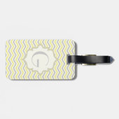Étiquette À Bagage Modern yellow, grey, ivory chevron pattern custom (Dos horizontal)