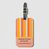Étiquette À Bagage Modern Yellow, Orange & White Zig Zag Pattern (Devant Vertical)