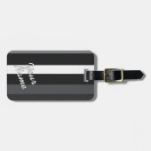 Étiquette À Bagage Moderna Linear | Carbone & Obsidienne (Devant horizontal)