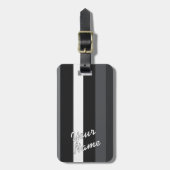 Étiquette À Bagage Moderna Linear | Carbone & Obsidienne (Devant Vertical)