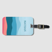 Étiquette À Bagage Moderne Abstrait Pastel Blue Pink Mountains (Devant Horizontal)