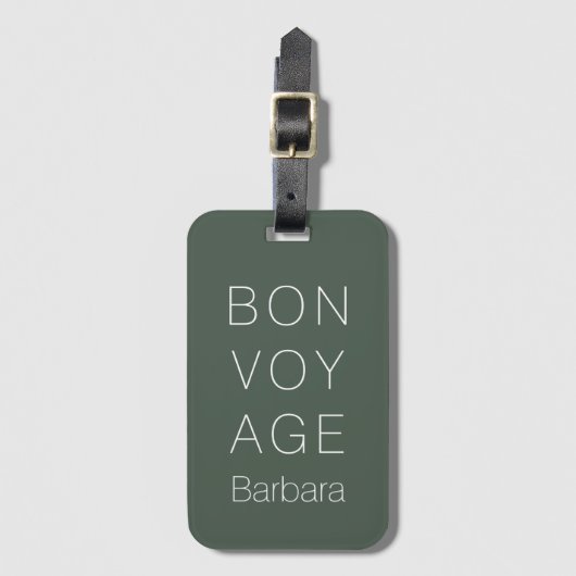 ÉTIQUETTE À BAGAGE MODERNE BON VOYAGE MOSS VERT (Devant Vertical)