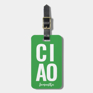 Étiquette À Bagage Moderne Cute Funny Bold Ciao Neon Green