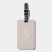 Étiquette À Bagage Moderne écriture calligraphique monogramme rose po (Devant Vertical)