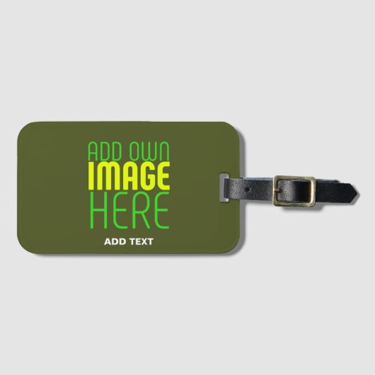 ÉTIQUETTE À BAGAGE MODERNE ÉDITABLE ARMÉE VERT IMAGE MODÈLE TEXTE (Devant Horizontal)