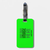 ÉTIQUETTE À BAGAGE MODERNE ÉDITABLE NEON GREEN IMAGE MODÈLE TEXTE (Dos Vertical)