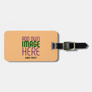 ÉTIQUETTE À BAGAGE MODERNE ÉDITABLE PEACH ORANGE IMAGE MODÈLE TEXTE