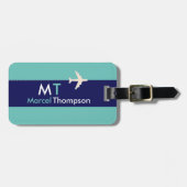 Étiquette À Bagage moderne élégant aéro bleu (Devant horizontal)