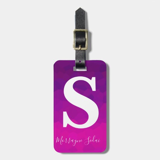 Étiquette À Bagage Moderne Elégant Aquarelle Simple Ombre Monogramme (Devant Vertical)