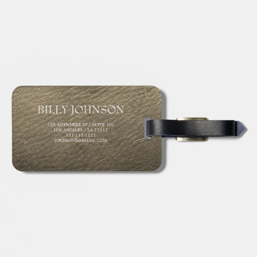 Étiquette À Bagage Moderne Elegant Argent Métallique monogrammé Nom L (Dos horizontal)