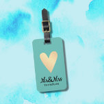 Étiquette À Bagage Moderne Elégant Blue Faux Gold Heart Mr&Mrs.<br><div class="desc">Marque de bagage personnalisable cool avec arrière - plan bleu / fausse forme de coeur or / Mr&Mrs texte. Vous pouvez y ajouter vos noms et adresses.</div>