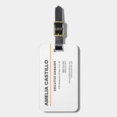 Étiquette À Bagage Moderne Elégant Contemporain Blanc clair (Devant Vertical)