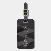Étiquette À Bagage Moderne Élégant Masculine simple Monogramme noir (Devant Vertical)
