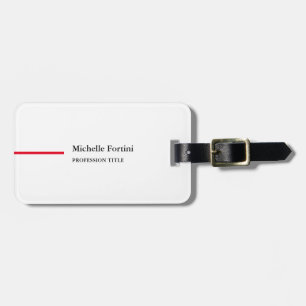 Étiquette À Bagage Moderne élégant minimaliste Plaine Rouge Blanc