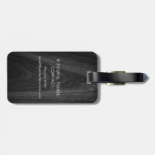 Étiquette À Bagage Moderne élégant monogramme nom initial bois noir (Dos horizontal)