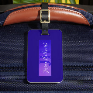 Étiquette À Bagage Moderne élégant nom de script et monogramme ombre