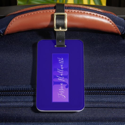Étiquette À Bagage Moderne élégant nom de script et monogramme ombre (Insitu Rectoal 2)