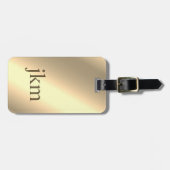 Étiquette À Bagage Moderne Elegant Or Metallic Nom monogrammé (Devant horizontal)